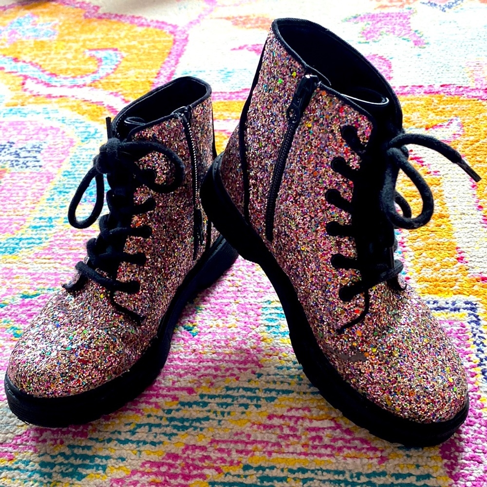 Glitter Combat Boots girls size 2